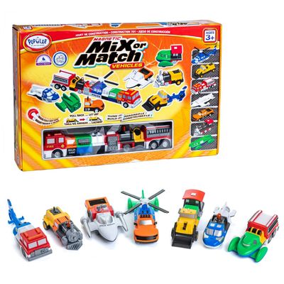 POPULAR PLAYTHINGS Magnetic Vehicles for Toddlers 1-3, Mix or Match Car Toys, 21 Piece Gift for Kids - Vehicles Orange