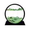Aoderun Moving Sand Art Picture Round Glass 3D Deep Sea Sandscape in Motion Display Flowing Sand Frame Relaxing Desktop Home Office Work Decor (7", Green) view 1