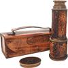 Antique Working Telescope/Spyglass Replica in Leather Box, with Glass Optics, Extendable to 14 inches, Made of Pure Brass, Decorative Kids Scope view 1