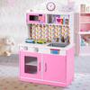 ARLIME Kids Kitchen Playset, Wooden Toy Kitchen w/ Removable Sink, Microwave, Cookware, Large Storage Cabinet, Pretend Play Kitchen for Boys Girls (Pink) view 2