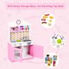 ARLIME Kids Kitchen Playset, Wooden Toy Kitchen w/ Removable Sink, Microwave, Cookware, Large Storage Cabinet, Pretend Play Kitchen for Boys Girls (Pink) view 3