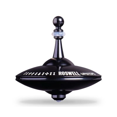 Plexity Labs UFO Tops Roswell - Metal Spinning Fidget Top - Inspired by The Documented 1947 UFO Sighting in Roswell, New Mexico (Color: Midnight Black)