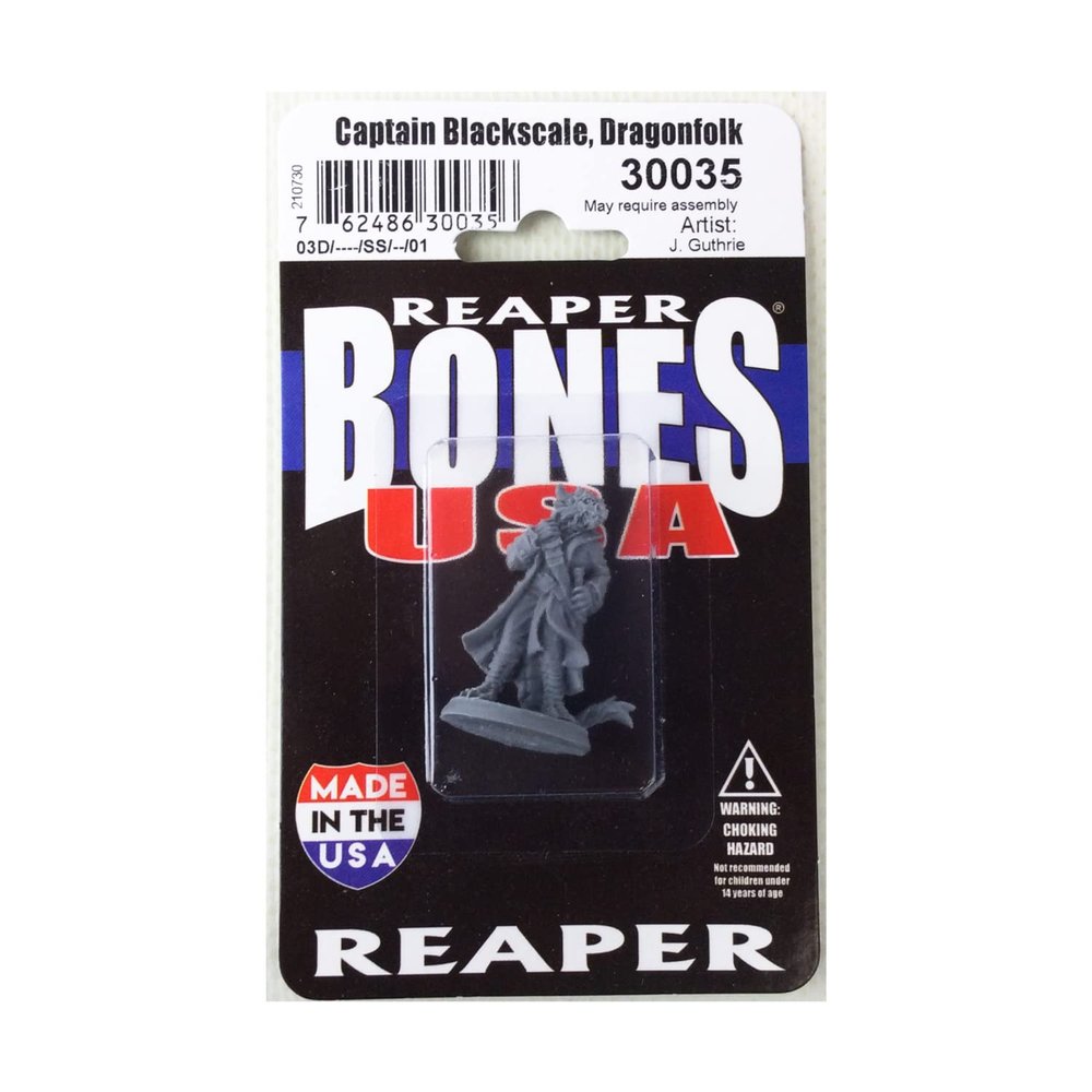 Captain Blackscale Dragonfolk Pirate Miniature Figure 25mm Heroic Scale Reaper Bones USA Reaper