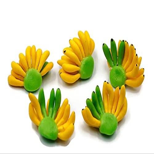 1shopforyou Realistic Fake Fruit Artificial Lifelike 2 Tone 5 Bunch of Bananas Dollhouse Miniatures Food Kitchen no.5