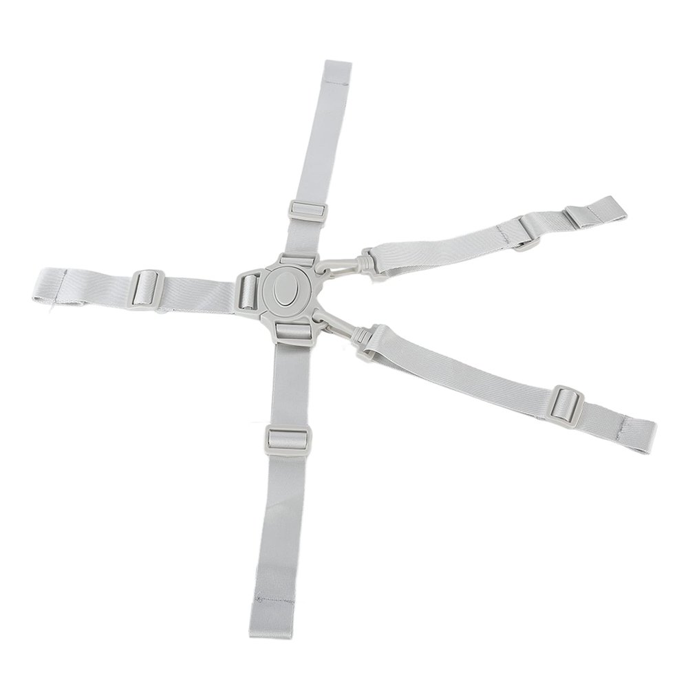 5 Point Baby Safety Strap Belt, Sturdy Easy to Use High Chair Straps Lightweight for Pushchair for Stroller(Gray Button 5-Point Strap)