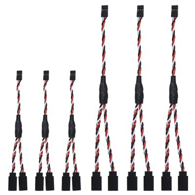 6Pack ShareGoo JR Twisted Servo Lead Extension JR 1 Male to 2 Female Y Cables Y Harness Servo Extension Cable Lead for RC Cars Trucks Airplanes Servo Receiver Connection