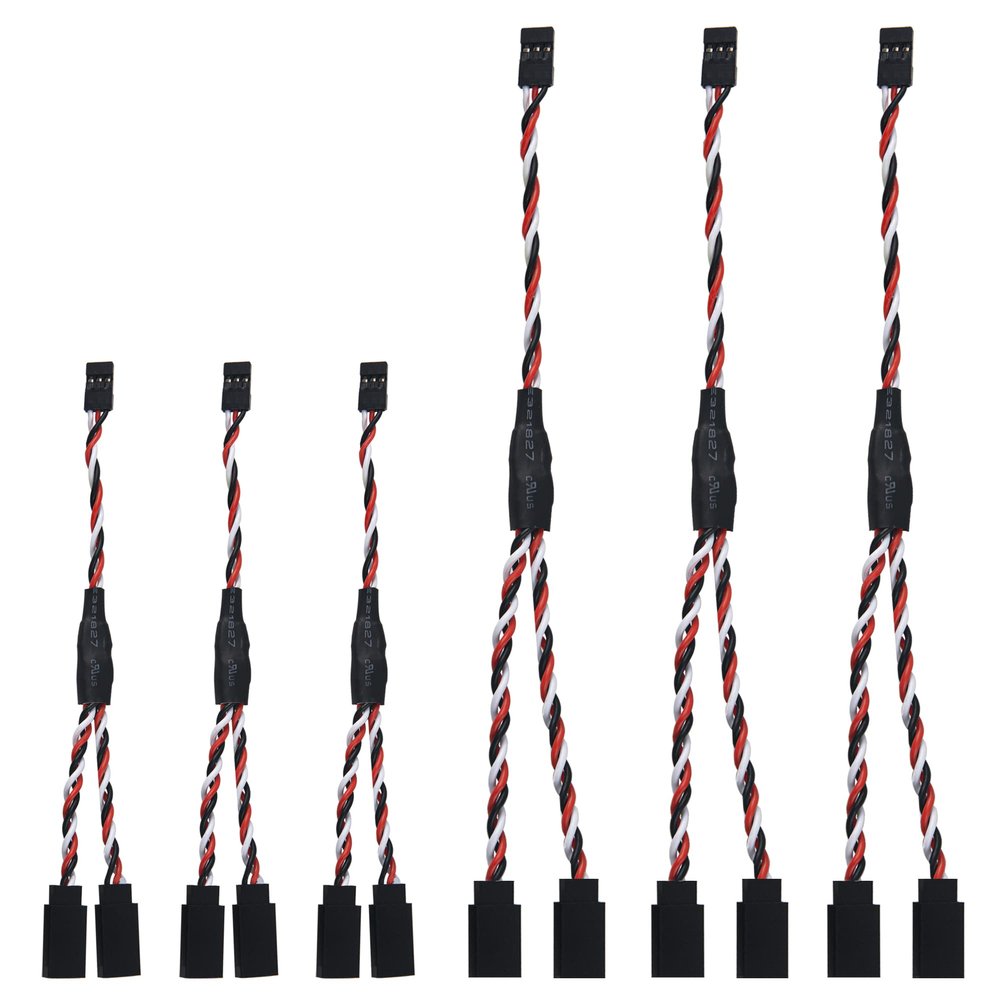 6Pack ShareGoo JR Twisted Servo Lead Extension JR 1 Male to 2 Female Y Cables Y Harness Servo Extension Cable Lead for RC Cars Trucks Airplanes Servo Receiver Connection