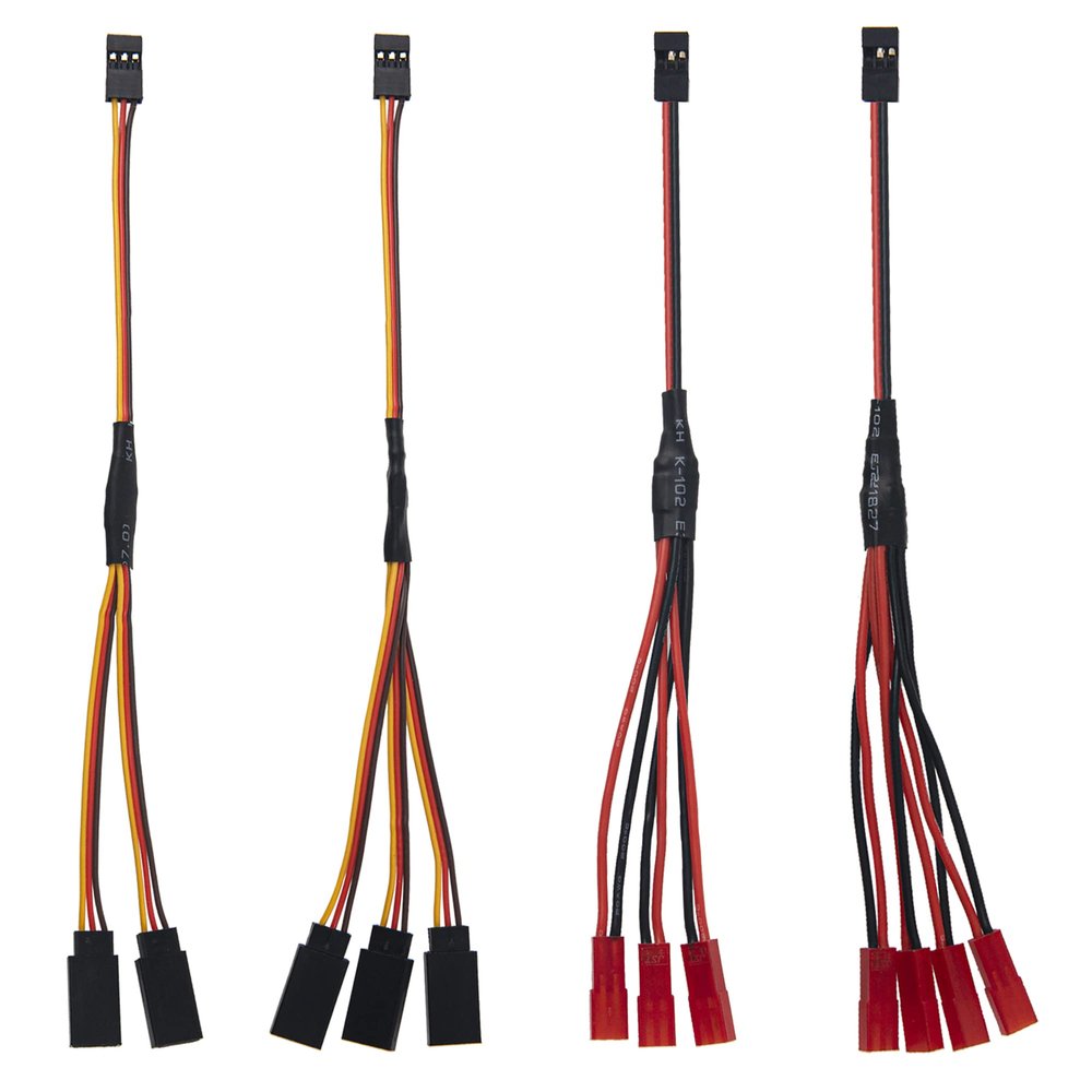 4Pcs ShareGoo 7.87" JR Plug Y Splitter Wire,JR Male to JST Female Y Harness Wire Adapter JR Servo Y Parallel Extension Cable Lead for SCX10 TRX-4 RC Crawler Receiver Servo Winch Fan Led Lights RC Boat