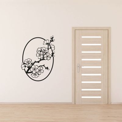 Romantic Flower Cherry Blossom Japanese Plant Sakura Blossoms Wall Sticker Art Decal for Girls Boys Kids Room Bedroom Nursery House Fun Home Decor Stickers Wall Art Vinyl Decoration Size (10x8 inch)