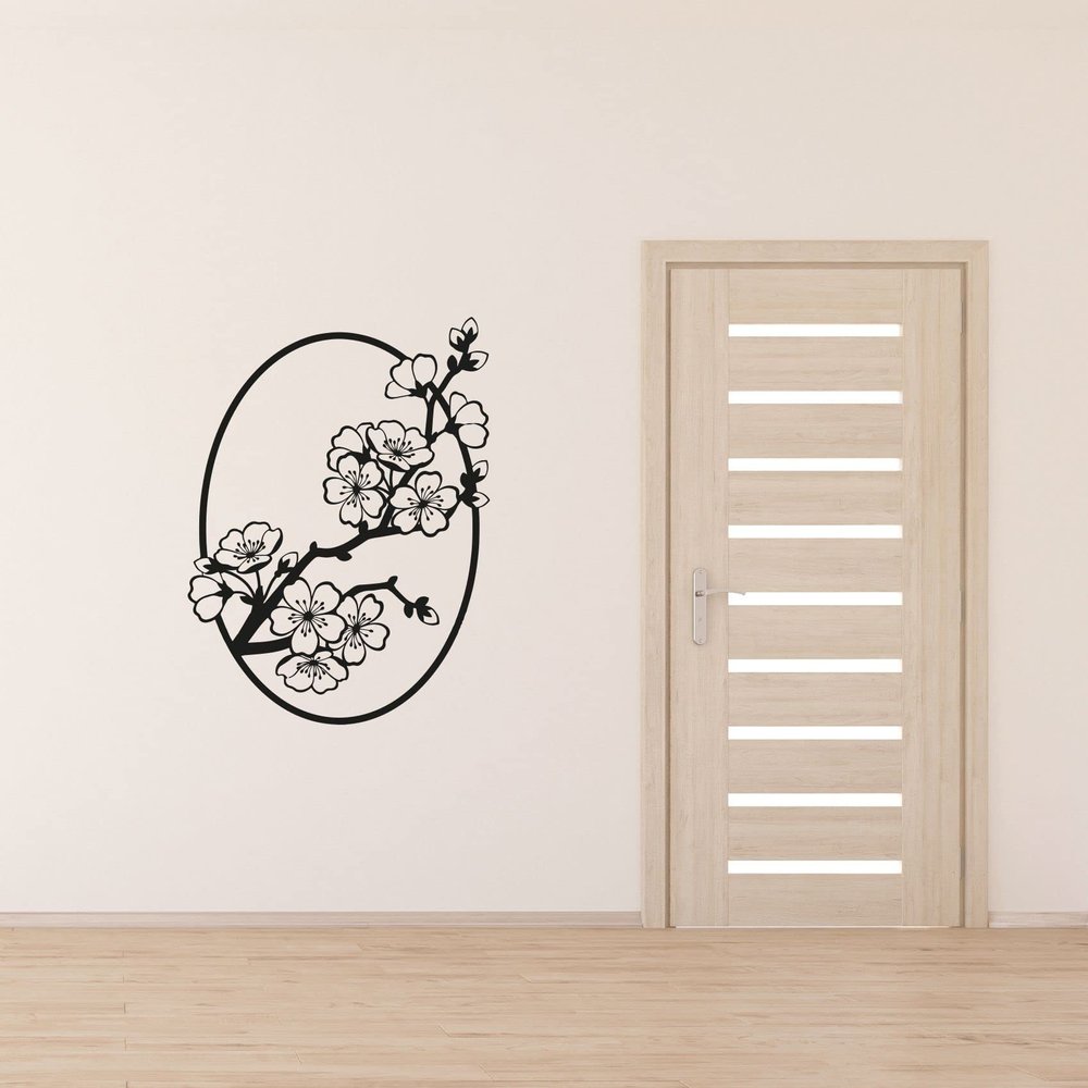 Romantic Flower Cherry Blossom Japanese Plant Sakura Blossoms Wall Sticker Art Decal for Girls Boys Kids Room Bedroom Nursery House Fun Home Decor Stickers Wall Art Vinyl Decoration Size (10x8 inch)