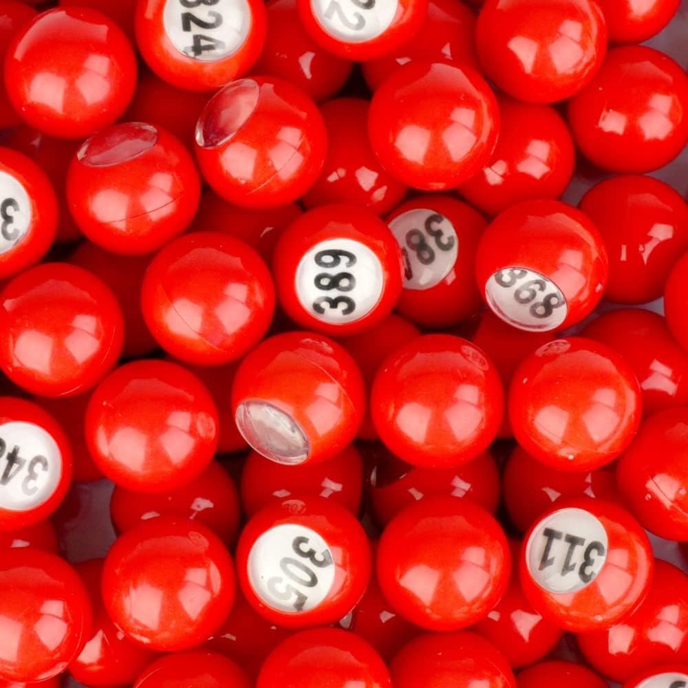 Regal Bingo - Raffle Balls - Premium Red Calling Balls with Easy Read Window - 7/8 (0.875) in - for Large Group Games, Game Night, & Recreational Activities
