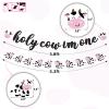 2 Pcs Holy Cow I'm One Birthday Decorations First Birthday Banner Pink Black Glitter 1st Photo Banner Decor Farm Animal Theme Cowgirl Party Supplies view 3