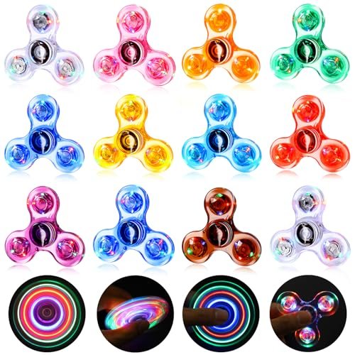 Gigilli Fidget Spinners 12 Pack, Kids Christmas Stocking Stuffers Gifts Light Up Bulk Fidget Spinners, Christmas Birthday Gifts Classroom Prizes Return Goodie Bag Stuffers, Glow Party Favors
