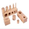 Montessori Toys for Babies 6-12 Months Wooden Knob Log Mini-Cylinder Block Preschool Learning Baby Game Sensory Toys for Kids(3 Piece Set) view 1