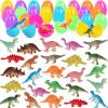 24Pack Easter Eggs with Dinosaur Toys Easter Basket Stuffers Easter Party Favors for Kids Easter Egg Hunt Filler Classroom Prizes view 1