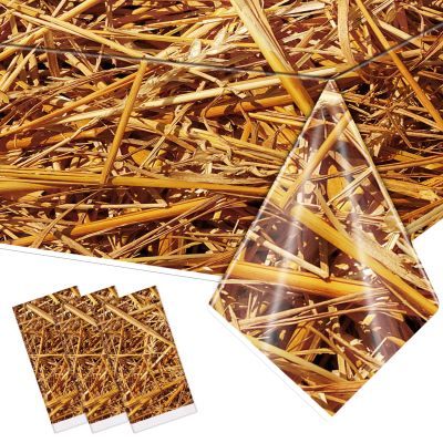 3 Pcs Halloween Straw Tablecover Hay Bales for Decoration Farm Hay Table Cover Waterproof Autumn Straw Tablecloth Rectangle Plastic Tablecloth for Western Cowboy Birthday Party Supplies 51 x 87 Inch