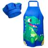 R HORSE 2 Pcs Kids Aprons Chef Hat Sets Adjustable Blue Cute Dinosaur Kitchen Aprons Cooking Baking Painting and Training Kits Dress up Role Play Chef Toy Kid Funny Cooking Gift New Year(3-5 Years) view 1