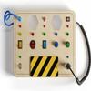 Crown Display Montessori Busy Board for Toddlers Wooden Sensory Toys for Toddlers with Light Up LED Buttons Pluggable Wires Baby 3 Year Old Gifts - Boys & Girls Educational Learning Fidget Toy view 2