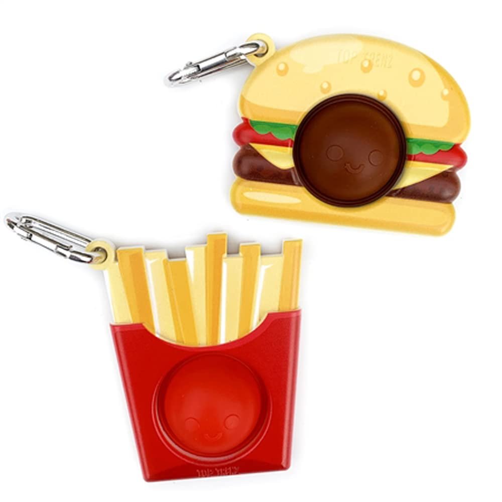 TOP TRENZ OMG Pop Fidgety Bubble Fidget Toy Stress Relief Anxiety Boredom Keychain BFF Burger and Fries 7D-TMB3-E9M8 0