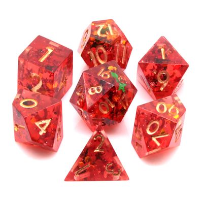 HS Dice Christmas Sharp Edge Dice Christmas Dice DND Dice Set Polyhedral Dice Set for Dungeon and Dragons MTG RPG D&D D20 D12 D10 D8 D6 D47pieces
