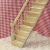 Miniature Stairs 1:12 Scale Dollhouse Furniture Wooden Handrail DIY Unpainted Staircase Dollhouse Accessories Pre-Assembled Steps Model (Left-Handrail) view 2