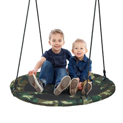 ARLIME 40 Inch Flying Saucer Tree Swing, Round Outdoor Swing with Hanging Straps, Hooks, 330lbs Weight Capacity, Large Tree Swing for Playground, Backyard and Playroom (Camo Green)