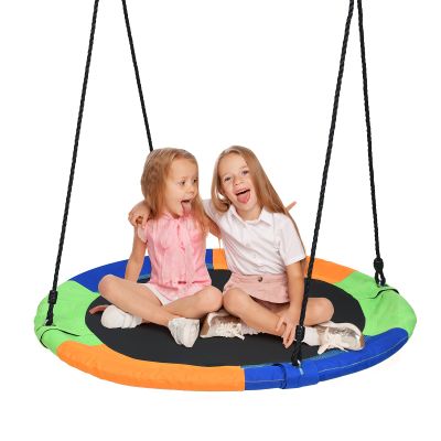 ARLIME 40 Inch Flying Saucer Tree Swing, Round Outdoor Swing with Hanging Straps, Hooks, 330lbs Weight Capacity, Large Tree Swing for Playground, Backyard and Playroom (Mulit-Color)