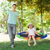 ARLIME 40 Inch Flying Saucer Tree Swing, Round Outdoor Swing with Hanging Straps, Hooks, 330lbs Weight Capacity, Large Tree Swing for Playground, Backyard and Playroom (Mulit-Color) view 2