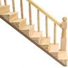 Miniature Stairs 1:12 Scale Dollhouse Furniture Wooden Handrail DIY Unpainted Staircase Dollhouse Accessories Pre-Assembled Steps Model (Right-Handrail) view 2