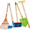 POMIKU Kids Shovel, Rake for Leaves, Spade, Hoe and Broom, 5Pcs Kids Garden Tools, Gardening Yard Outdoor Toy Gifts for Boys Girls Age 3 4 5 6 7 8 Years Old view 1