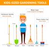 POMIKU Kids Shovel, Rake for Leaves, Spade, Hoe and Broom, 5Pcs Kids Garden Tools, Gardening Yard Outdoor Toy Gifts for Boys Girls Age 3 4 5 6 7 8 Years Old view 2