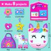 KRAFUN My First Unicorn Kids Sewing kit, Beginner Arts & Crafts, Make 8 Cute Projects with Plush Stuffed Animal, Pillow, Mobile, Keyring and Bag, Instructions & Felt for Learn Sewing, Embroidery view 3