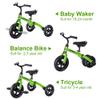 YGJT 3 in 1 Tricycle for Toddlers Age 2-5 Years Old, Folding Kids Balance Bikes with Adjustable Seat and Removable Pedal, Ride-on Toys for Infant, Gift for Baby Boys Girls Birthday(Green) view 4