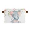 Deven Chic Pink Flower Elephant Personalized Large Storage Baskets for Organizing Shelves with Handle,Closet Decorative Storage Bins for Toy, Bathroom,Nursery,Home 1 Pack view 1