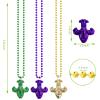 Bnikion Mardi Gras Beads Necklace Fleur De Lis Gold Purple Green New Orleans Beads for Mardi Gras Saint Patrick's Day Party view 3