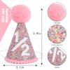 SYESQL Half Birthday Rainbow Cone Hat - Glitter Half Hats Pink,6 Months Party Decor (1/2 Rainbow Hat) view 2