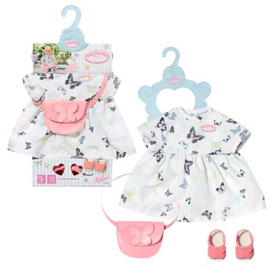 Baby Annabell Deluxe Butterfly Dress - to Fit 43cm Baby Annabell Dolls - Deluxe Set Includes Beautiful Dress, Bag, Sandals and Clothes Hanger - Suitable for Children Aged 3+ Years - 706701 Multicolor