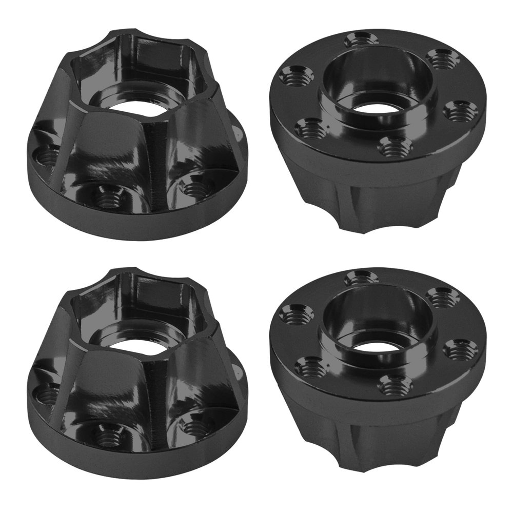 Vgoohobby Metal RC 12mm Wheel Hex Hub Extension Combiner Compatible with 1.9/2.2inch Wheel Rim Axial SCX10 Traxxas TRX4 D90 1/10 RC Crawler (12mm, Black)
