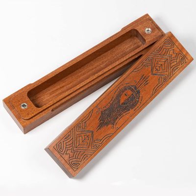 Poludie Wooden DND Dice Box, Dice Holder Case with Felt Lined Magnetic Lid for D&D Tabletop Game - Acacia (Hela-Black)