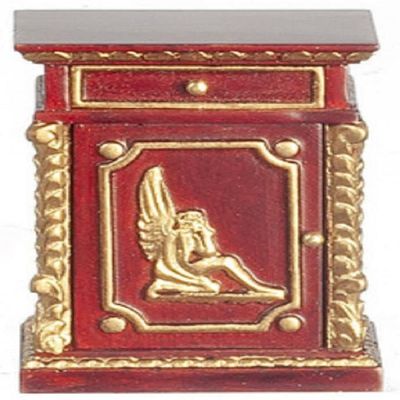 Melody Jane Dolls Houses Dollhouse Mahogany & Gold Left Nightstand JBM Miniature Bedroom Furniture