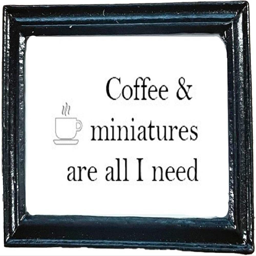 Dolls House Coffee & Miniatures Picture in Black Frame Accessory 1:12 Scale