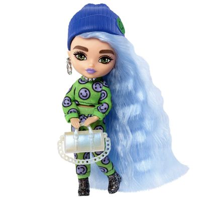 Barbie Extra Minis Doll #3 (5.5 in) Wearing Emoji-Printed 2-Piece Fashion, with Doll Stand & Accessories Including Sunglasses and Purse, Gift for Kids 3 Years Old & Up