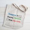 JXGZSO Mahjong Tiles Tote Bag Happiness Is Playing Mahjong Board Game Storage Bag For Lucky Mahjong Player view 3