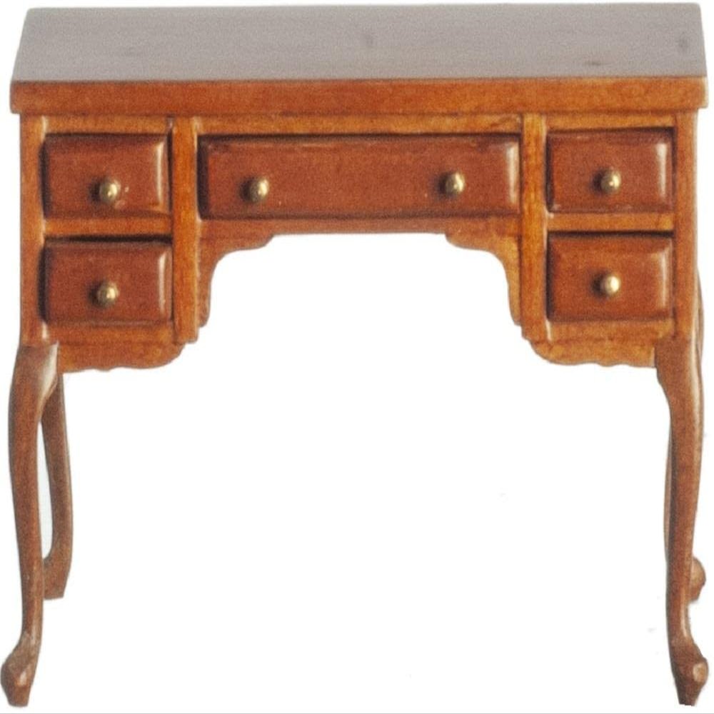Melody Jane Dolls Houses Dollhouse Mid Century Walnut Desk Writing Table JBM Miniature Study Furniture