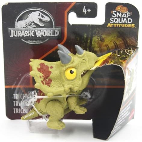 JurassicWorld Snap Squad Attitudes [Triceratops] 2" inch Chomp Figure, Green