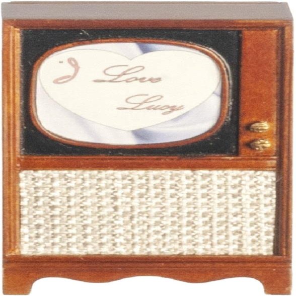 Melody Jane Dolls Houses Dollhouse Mid Century Walnut Television TV JBM Miniature Living Room Furniture
