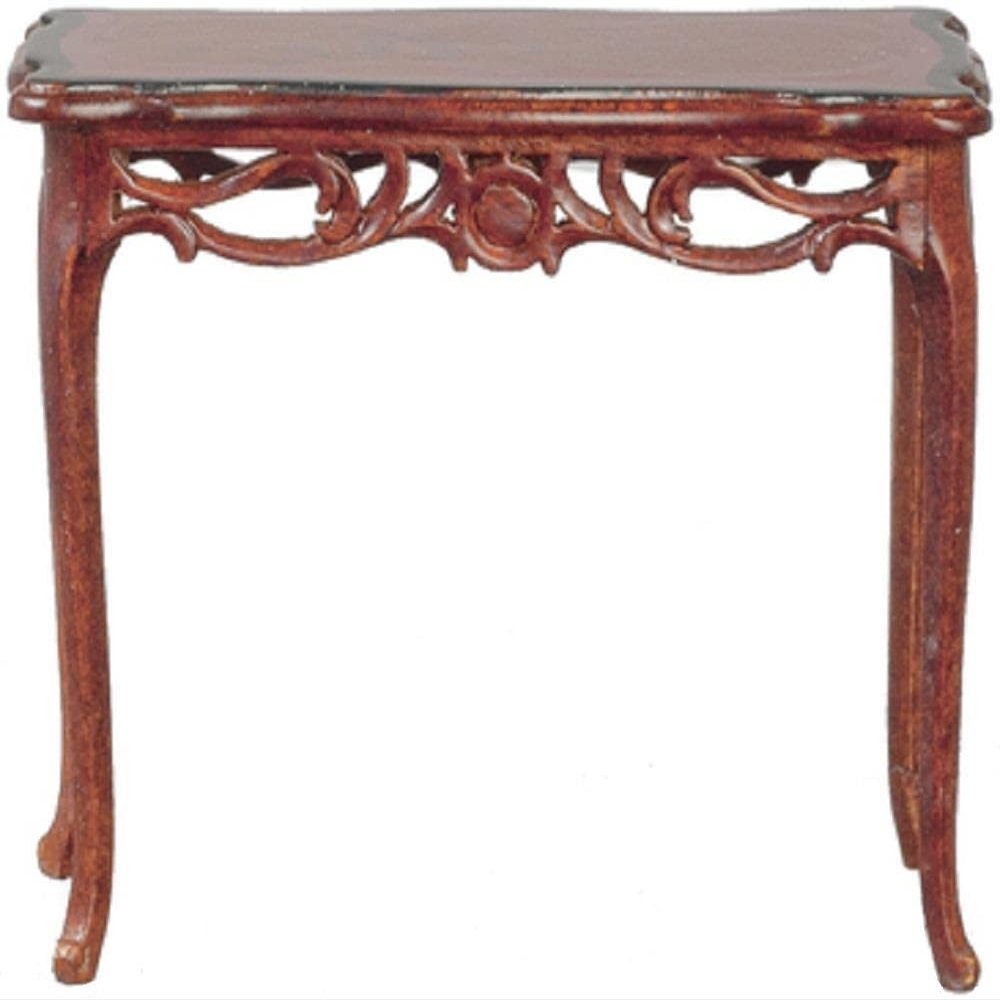 Melody Jane Dolls Houses Dollhouse 1750 Hand Painted Tea Table JBM Miniature Walnut Living Room Furniture
