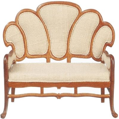 Melody Jane Dolls Houses Dollhouse Cream Art Nouveau Sofa Settee JBM Walnut Living Room Furniture 1:12