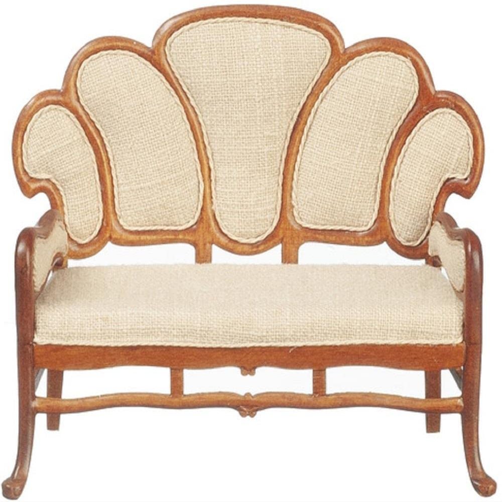 Melody Jane Dolls Houses Dollhouse Cream Art Nouveau Sofa Settee JBM Walnut Living Room Furniture 1:12