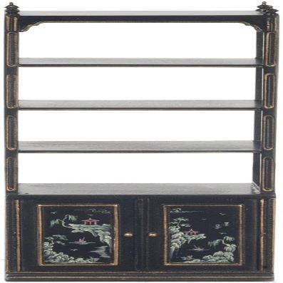 Melody Jane Dolls Houses Dollhouse Black Chinese Open Display Cabinet JBM Miniature Living Room Furniture